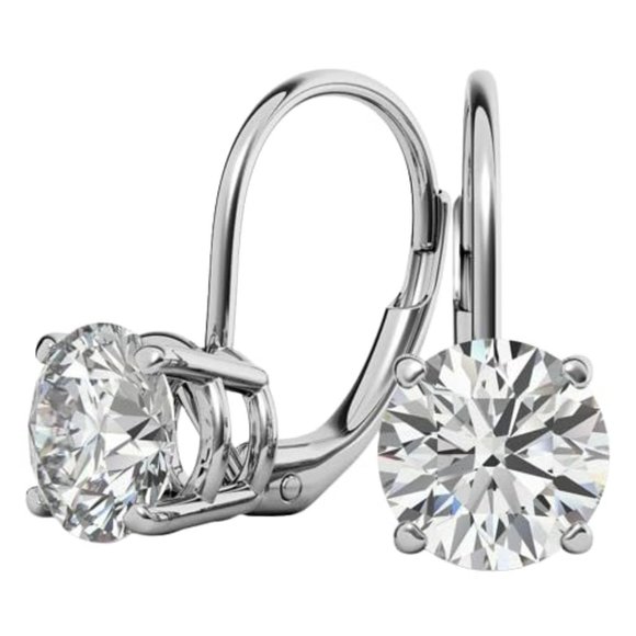 3.0 CTW Round Excellent Moissanite Basket Leverback Earrings - Picture 1 of 5